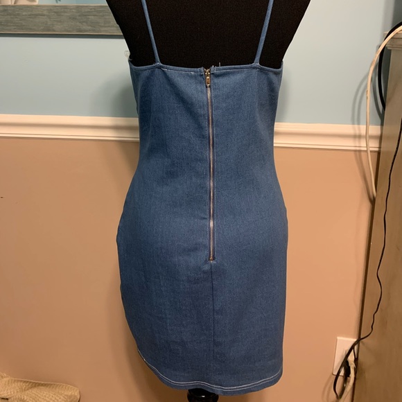 Denim Dress with Flowers - Picture 2 of 2